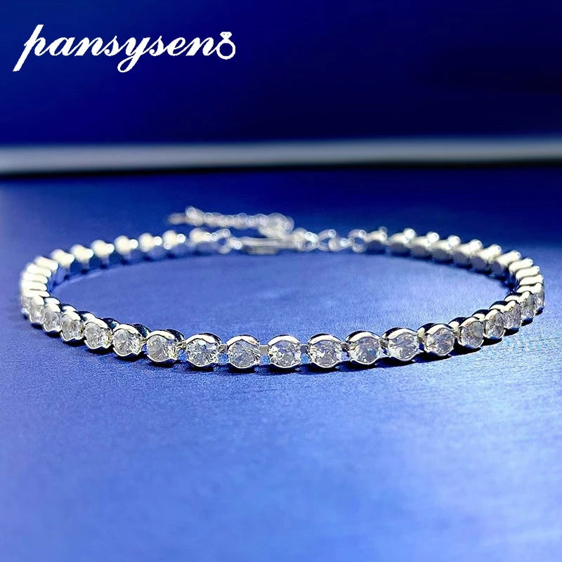 925 Silver Bezel Set 3MM Round Moissanite Diamond Bracelet
