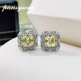 925 Silver Citrine Sapphire Moissanite Stud Earrings
