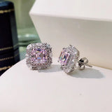 925 Silver Citrine Sapphire Moissanite Stud Earrings