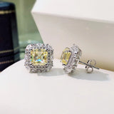 925 Silver Citrine Sapphire Moissanite Stud Earrings