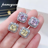 925 Silver Citrine Sapphire Moissanite Stud Earrings