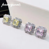925 Silver Citrine Sapphire Moissanite Stud Earrings