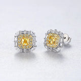 925 Silver Citrine Moissanite Stud Earrings Wedding Jewelry