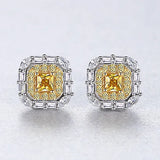 925 Silver Citrine Moissanite Stud Earrings Wedding Jewelry