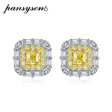 925 Silver Citrine Moissanite Stud Earrings Wedding Jewelry