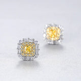 925 Silver Citrine Moissanite Stud Earrings Wedding Jewelry