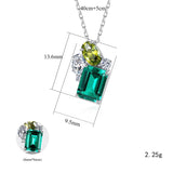 925 Silver Emerald Peridot Gemstone Necklace Wedding Anniversary Pendant