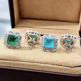 925 Silver Paraiba Tourmaline Emerald Ear Stud Earrings