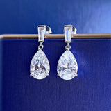 925 Silver Pear Cut Lab Diamond Drop Earrings