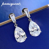 925 Silver Pear Cut Lab Diamond Drop Earrings