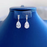 925 Silver Pear Cut Lab Diamond Drop Earrings