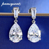 925 Silver Pear Cut Lab Diamond Drop Earrings