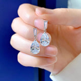 925 Silver Pear Cut Lab Diamond Drop Earrings