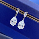 925 Silver Pear Cut Lab Diamond Drop Earrings