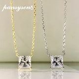 925 Silver Princess Cut Moissanite Chain Necklace 18K Wedding Jewelry