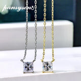 925 Silver Princess Cut Moissanite Chain Necklace 18K Wedding Jewelry