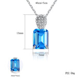 925 Silver Aquamarine Gemstone Pendant Necklace Wedding Jewelry