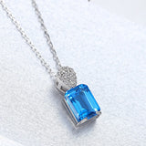 925 Silver Aquamarine Gemstone Pendant Necklace Wedding Jewelry