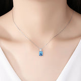 925 Silver Aquamarine Gemstone Pendant Necklace Wedding Jewelry
