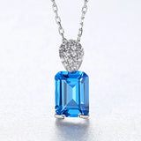 925 Silver Aquamarine Gemstone Pendant Necklace Wedding Jewelry