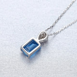 925 Silver Aquamarine Gemstone Pendant Necklace Wedding Jewelry