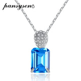 925 Silver Aquamarine Gemstone Pendant Necklace Wedding Jewelry