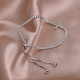925 Sterling Silver Diamond Chain Cross Tennis Bracelet