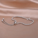 925 Sterling Silver Diamond Chain Cross Tennis Bracelet