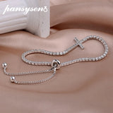 925 Sterling Silver Diamond Chain Cross Tennis Bracelet