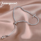 925 Sterling Silver Diamond Chain Cross Tennis Bracelet