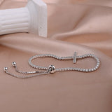 925 Sterling Silver Diamond Chain Cross Tennis Bracelet