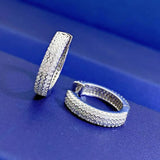 925 Silver Moissanite Diamond Hoop Earrings - Women's Fine Jewelry