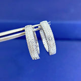 925 Silver Moissanite Diamond Hoop Earrings - Women's Fine Jewelry