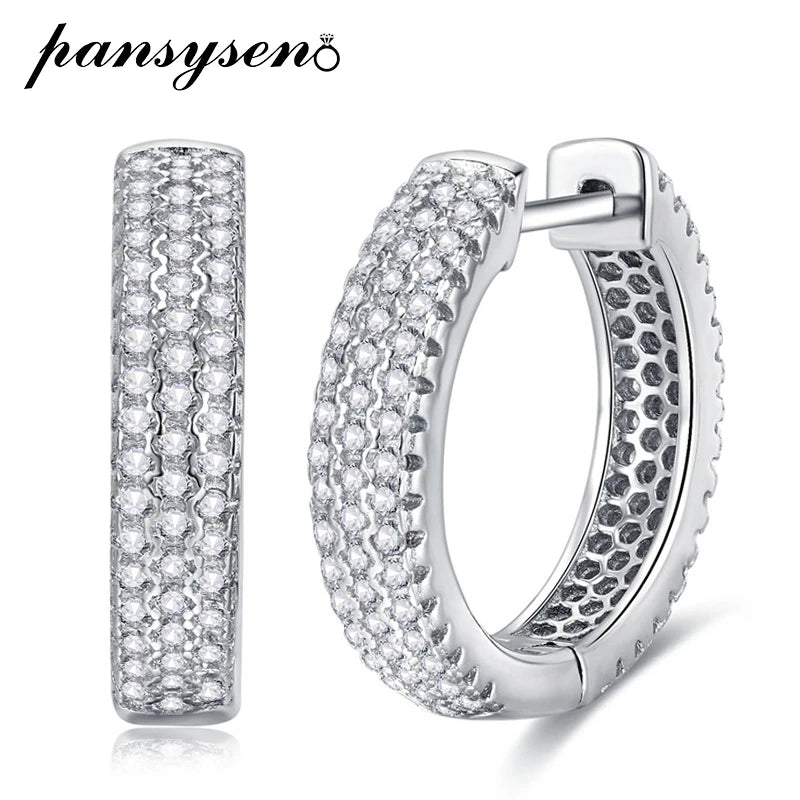 925 Silver Moissanite Diamond Hoop Earrings - Women's Fine Jewelry