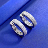 925 Silver Moissanite Diamond Hoop Earrings - Women's Fine Jewelry