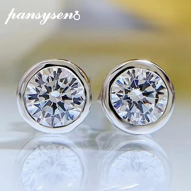 925 Silver Diamond Gemstone Stud Earrings for Women