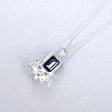 925 Silver Sapphire Pendant Necklace Fine Jewelry
