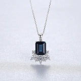 925 Silver Sapphire Pendant Necklace Fine Jewelry