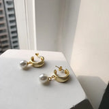 925 Sterling Silver Pearl Drop Earrings for Women Wedding Gift