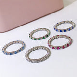 925 Silver Gemstone Round Circle Ring for Women