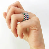 925 Silver Gemstone Round Circle Ring for Women