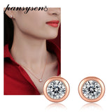 Rose Gold Moissanite Stud Earrings 0.5ct 925 Sterling Silver Fine Jewelry