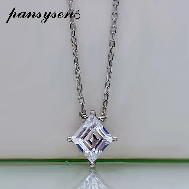 18K Moissanite Diamond Pendant Necklace 925 Sterling Silver Jewelry
