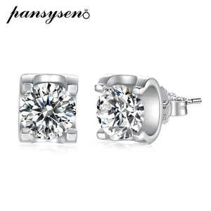 925 Silver 2CT VVS1 Moissanite Stud Earrings for Women Classic 18K Plated