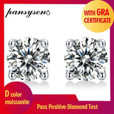 925 Silver 2CT VVS1 Moissanite Stud Earrings for Women Classic 18K Plated