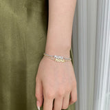 925 Silver Letter Moissanite Diamond Chain Bracelet Women Fine Jewelry