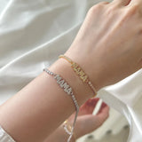 925 Silver Letter Moissanite Diamond Chain Bracelet Women Fine Jewelry