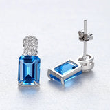 Aquamarine Earrings 925 Silver 5x8MM Gemstone Studs