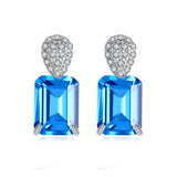 Aquamarine Earrings 925 Silver 5x8MM Gemstone Studs
