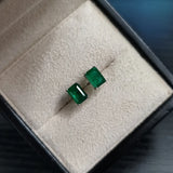 Emerald Stud Earrings 925 Sterling Silver Fine Jewelry